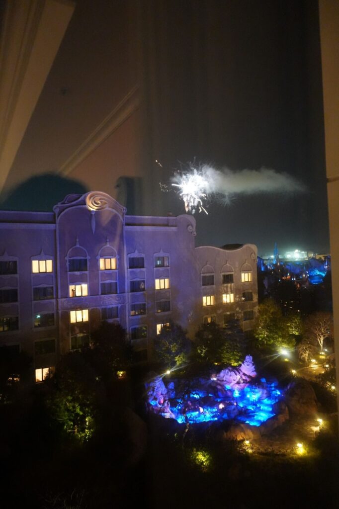 ファンタジースプリングスホテル高層階の部屋から楽しめたディズニーの花火