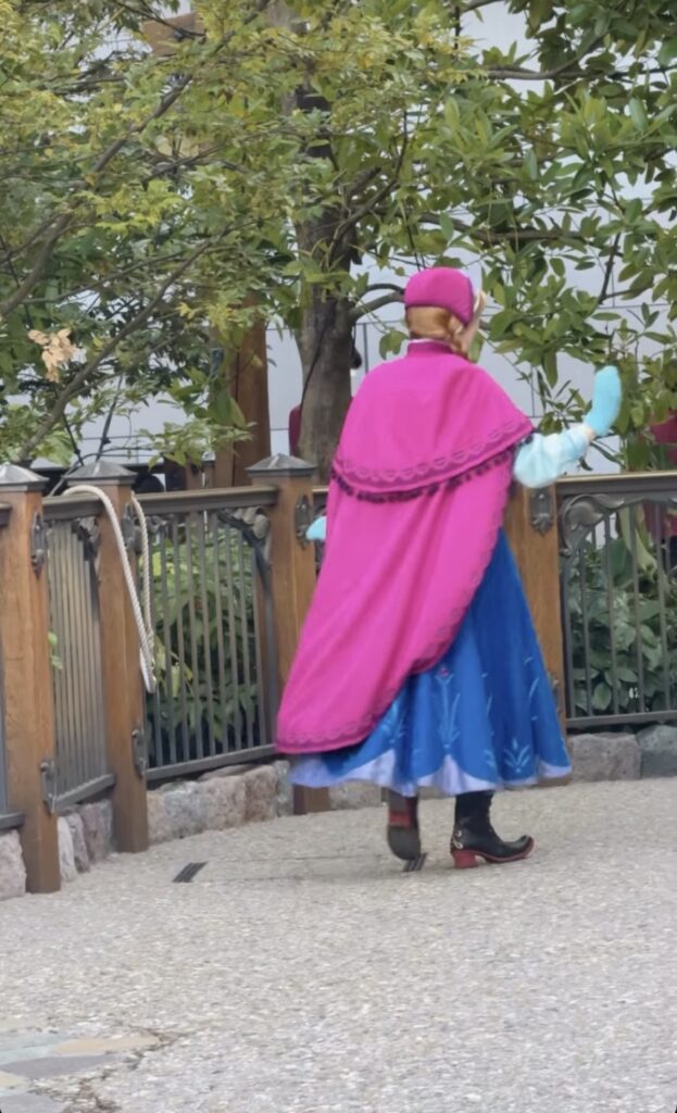 ファンタジースプリングスホテル左側の動線からアナが退場していく様子