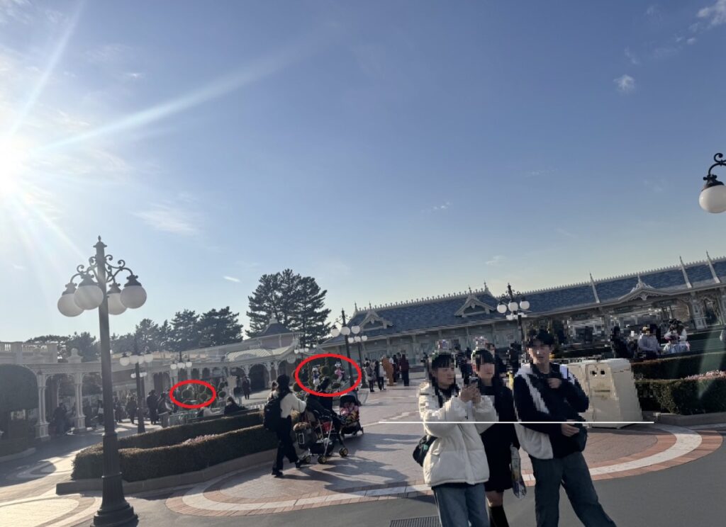 東京ディズニーランド15時台のエントランスでのフリーグリーティング。比較的落ち着いた雰囲気の時間帯。