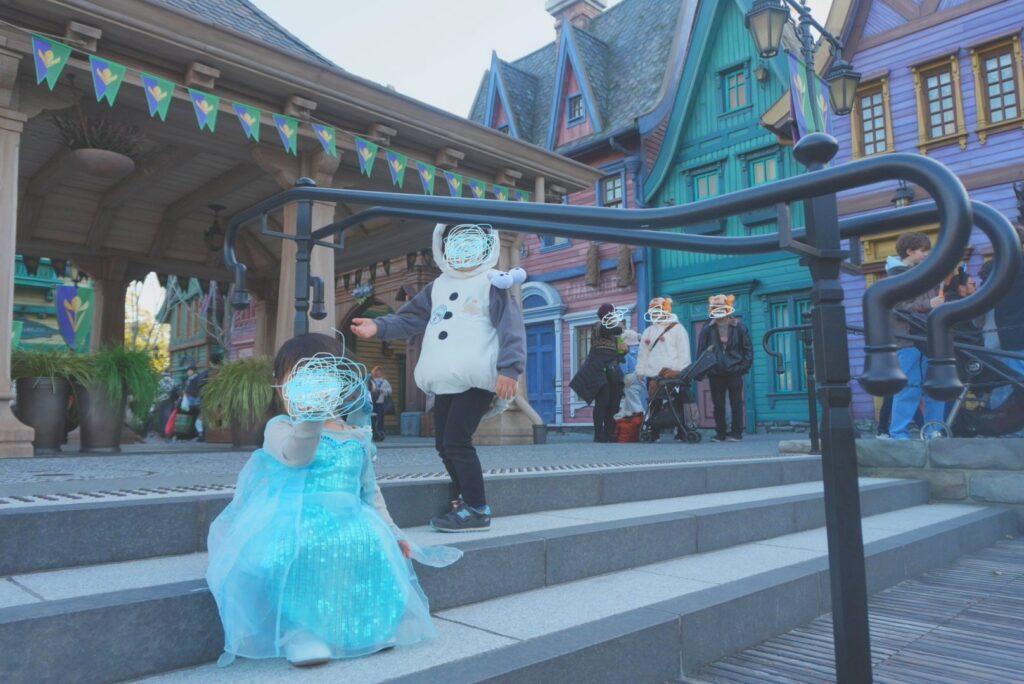 アレンデールの街並みで実施されることが多いプリンセスグリーティングの待機推奨エリア